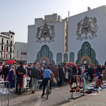 Crowds on Place Hassan II, which lies in front of the Royal Palace